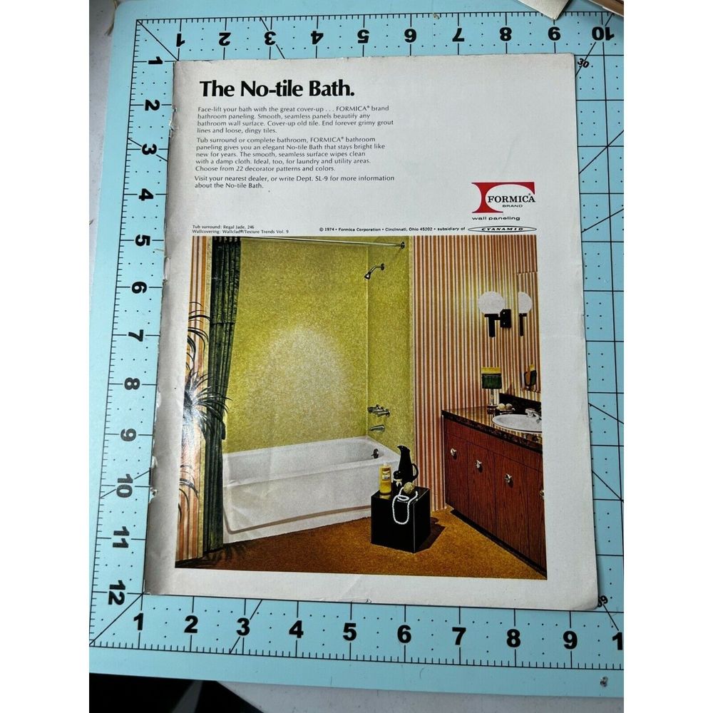 Vintage Rare 1974 Formica Bath Bathroom Original Magazine Print Ad